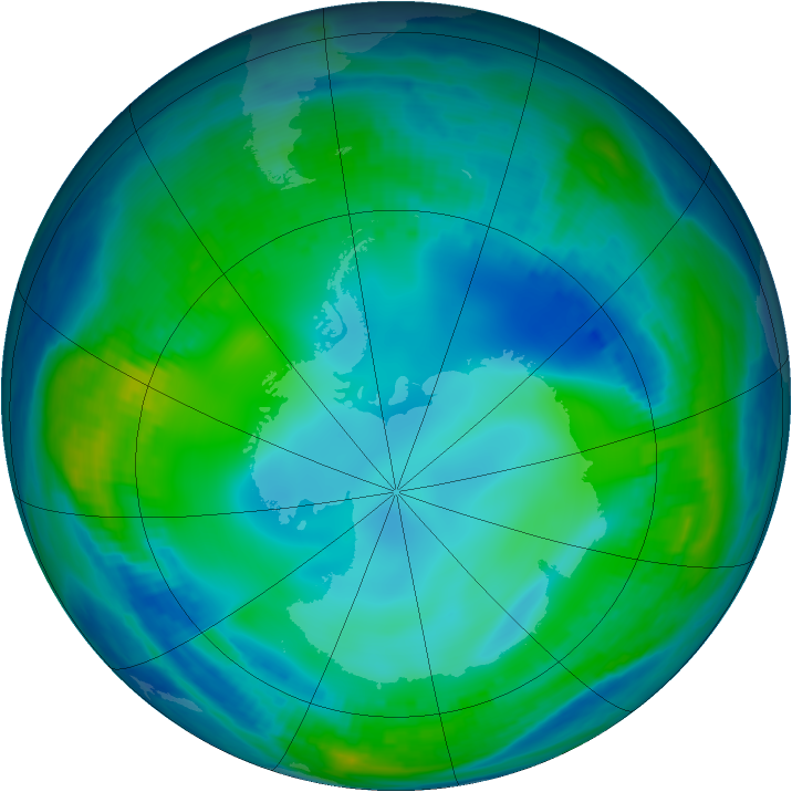 Antarctic ozone map for 26 May 1999